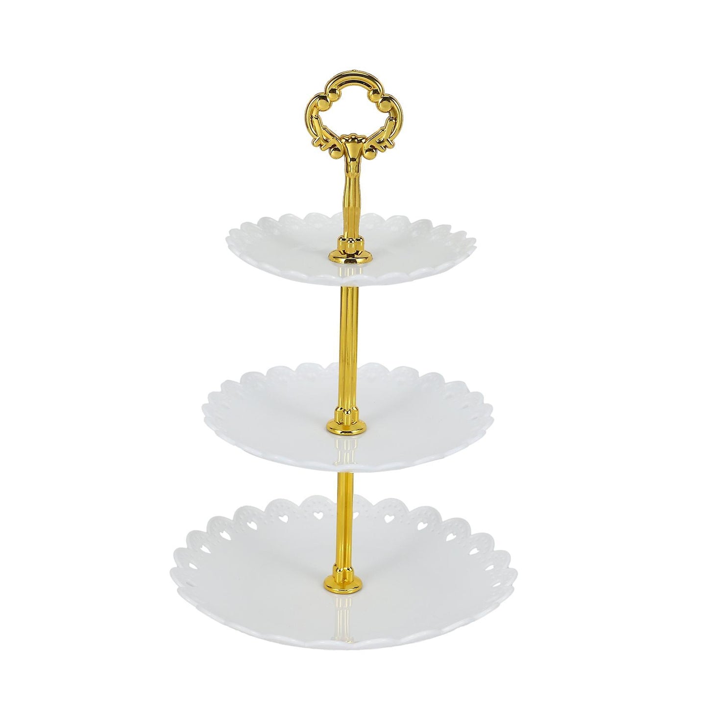 1set 3 Layers Cake Stand Dessert Fruits Vegetable Placed Tool White