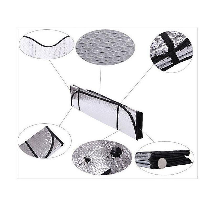 Car Windshield Sunshade Front and Rear Window Shade Silver 140 X 70cm