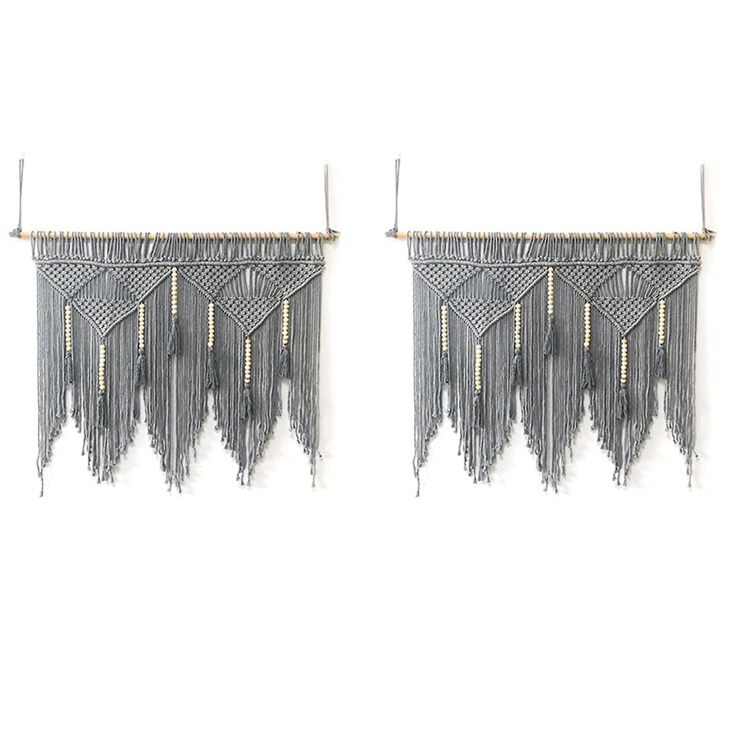 Macrame Wall Hanging Woven Bohemian Cotton Rope Decor Gray