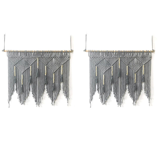 Macrame Wall Hanging Woven Bohemian Cotton Rope Decor Gray