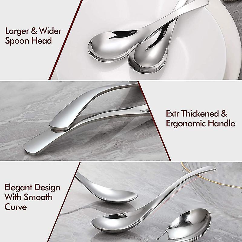 8 Pack Soup Spoons, Stainless Steel Soup Spoons, Thick Heavy-weight