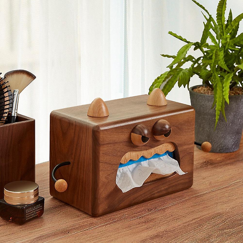 Cartoon Tissue Box Wood Little Monster Pumping Box Walnut Storage Box