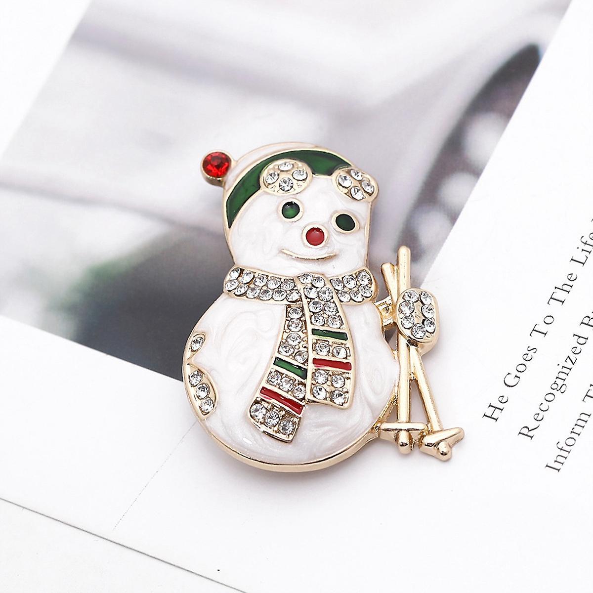 Christmas Ornaments Creative Diamond Snowflake Snowman Bells Brooch