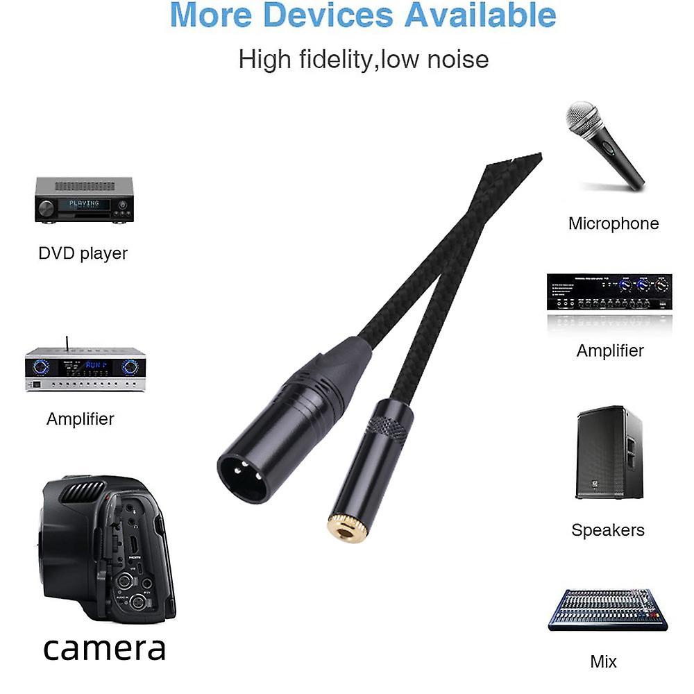 Xlr 3 Pin Male Plug to 3.5mm Trs 1/8 Inch Adapter, 1 Feet/ 0.3m