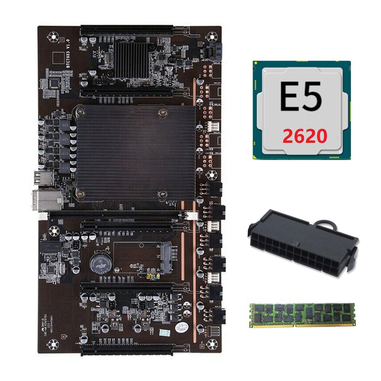 X79 H61 Btc Miner Motherboard with E5 2620 Cpu+24pins Connector