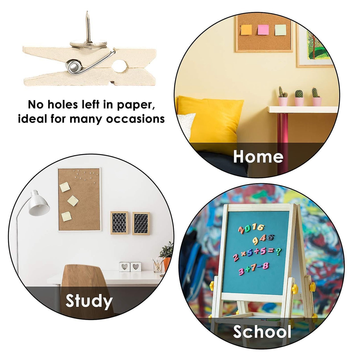 With Clips, 50pcs Thumbtacks Paper Clips for Cork Boards Notes