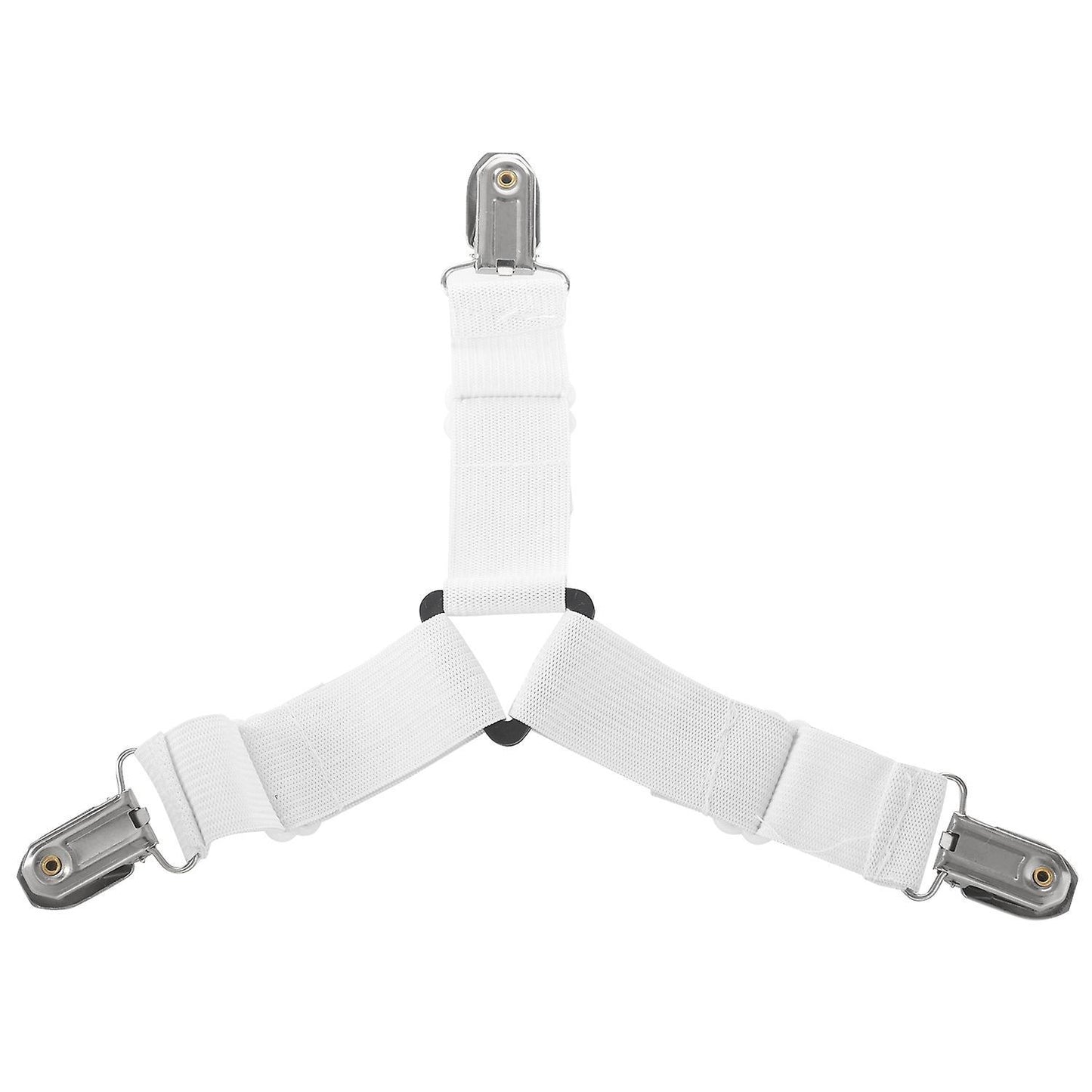 4x 3-way Adjustable Bed Sheet Holders Metal Clips (white)
