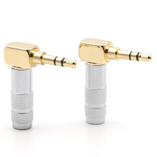 3.5mm L Shape Jack Gold Plated 90 Degree Angle Audio Plug Silver