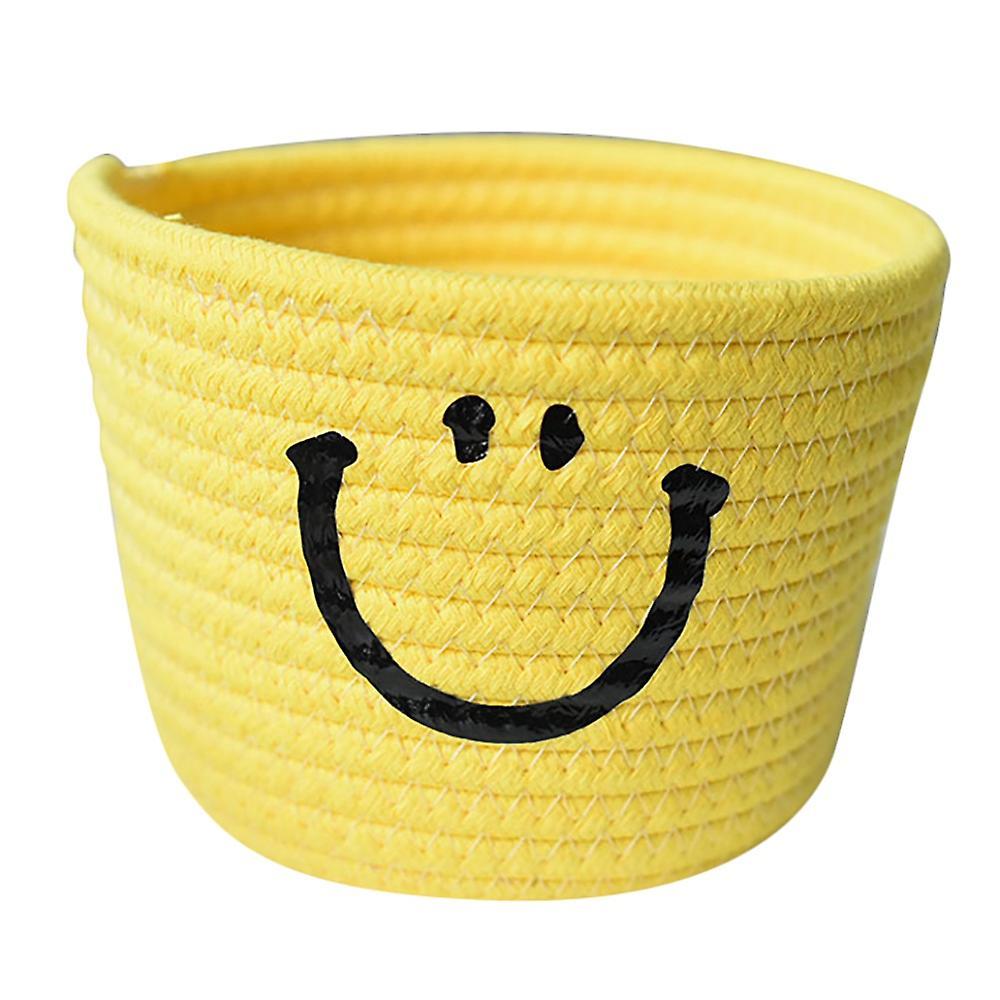 Smile Small Woven Cotton Rope Storage Baskets, Yellow