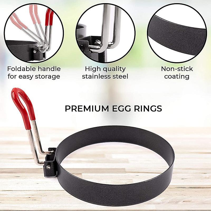 4 Pcs Round Egg Pan Ring Non-stick Heat-resistant Handle