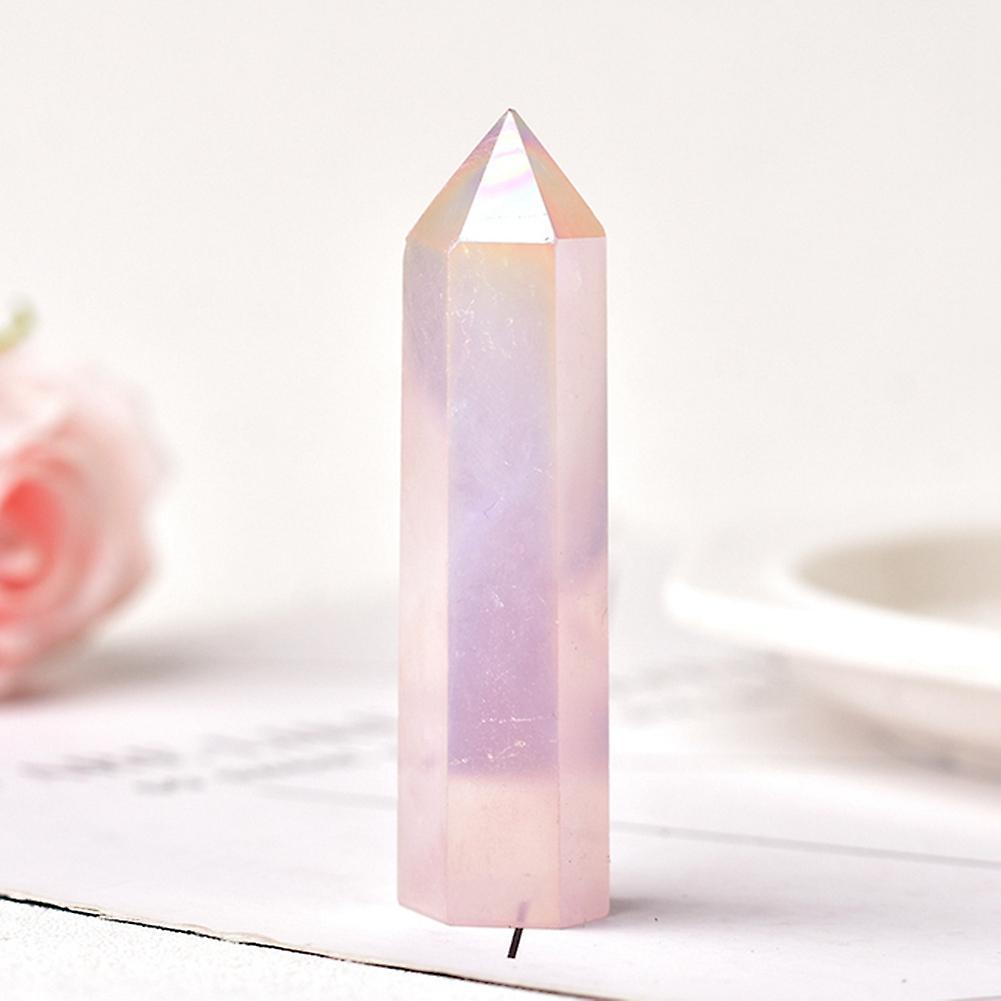 Natural Aura Rose Quartz Crystal Point Wand Healing Stone 7-8cm