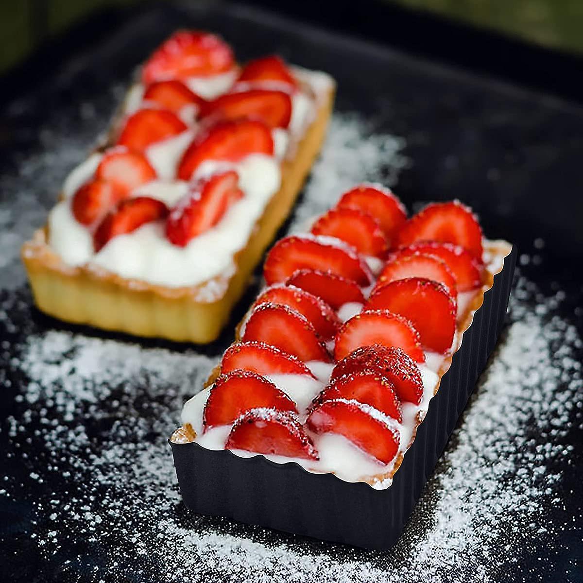 Tart Pans for Baking, 4 Pcs 4.4 Inch Carbon Steel Rectangle Tart Pan
