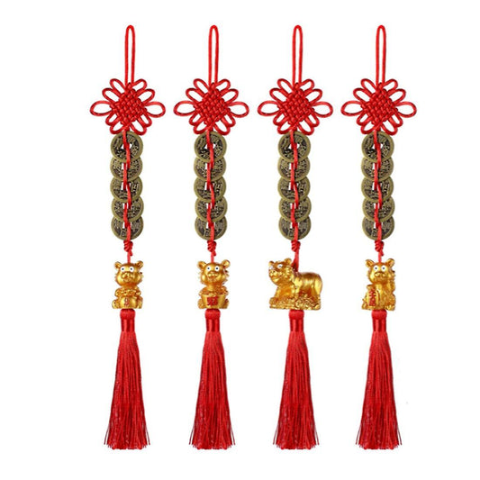4 Pcs Tiger Year Charm 2022 Chinese Feng Shui Coins for Car Decor