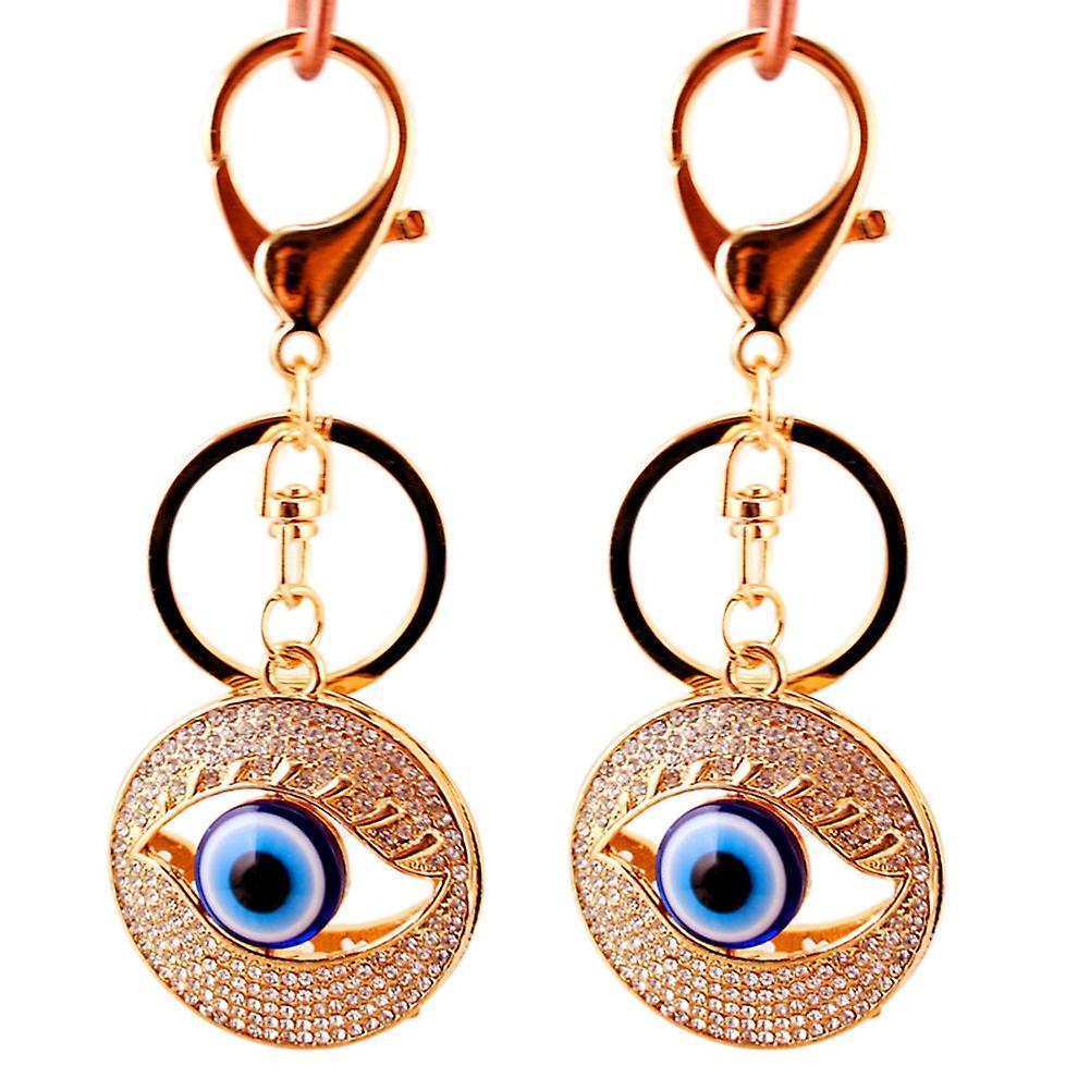 2 Pcs Blue Eye Crystal Keychain for Womens and Mens Car Keys