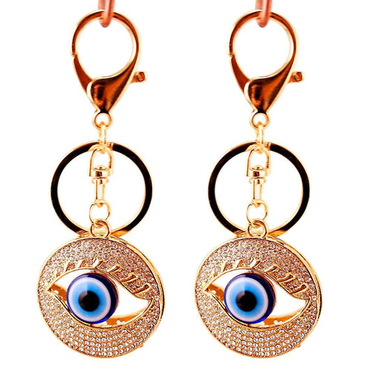 2 Pcs Blue Eye Crystal Keychain for Womens and Mens Car Keys