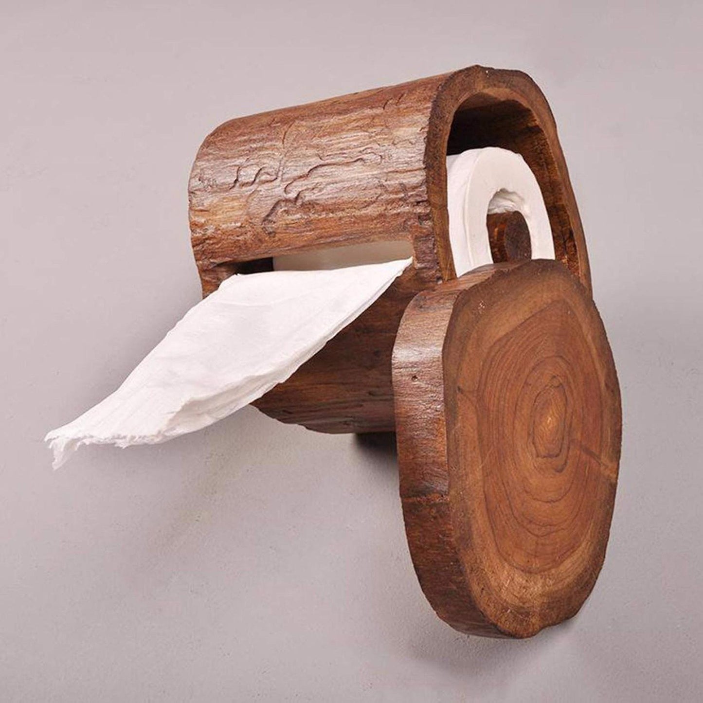 Vintage Wooden Paper Tube Tissue Box Bathroom Kitchen Paper Holder