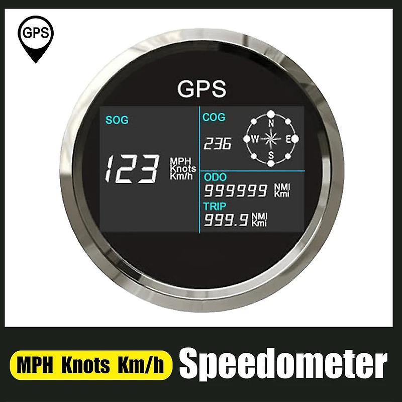 85mm Gps Speedometer with 7 Color Backlight Lcd Display Silver+black