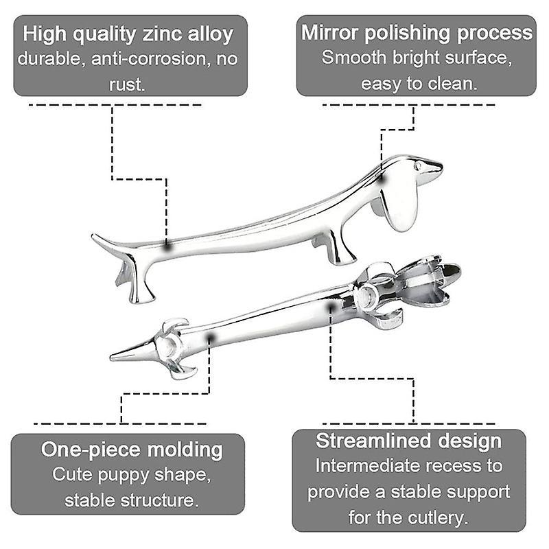 6 Pcs Chopsticks Rest Little Dog Zinc Alloy Fork Spoon Tableware Tool