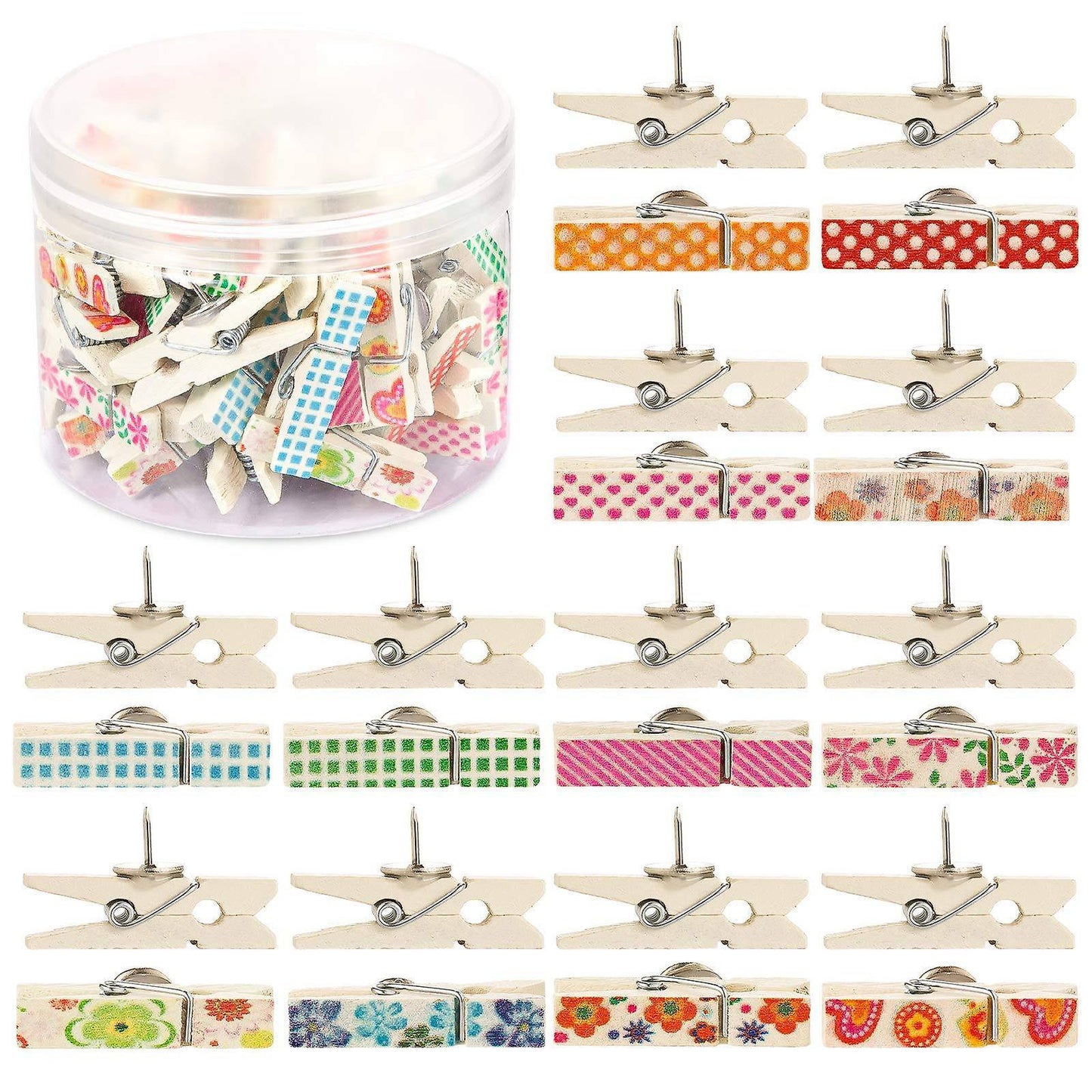 With Clips, 50pcs Thumbtacks Paper Clips for Cork Boards Notes