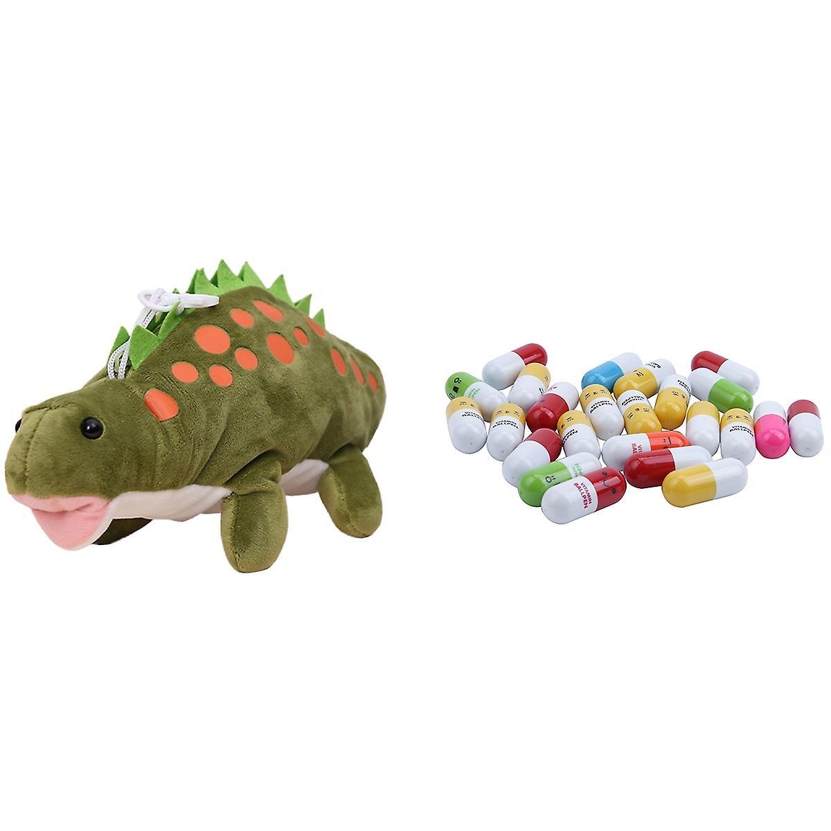 Dinosaur Students Pencil Case Pen Bag Plush Toy Storage Bag Green