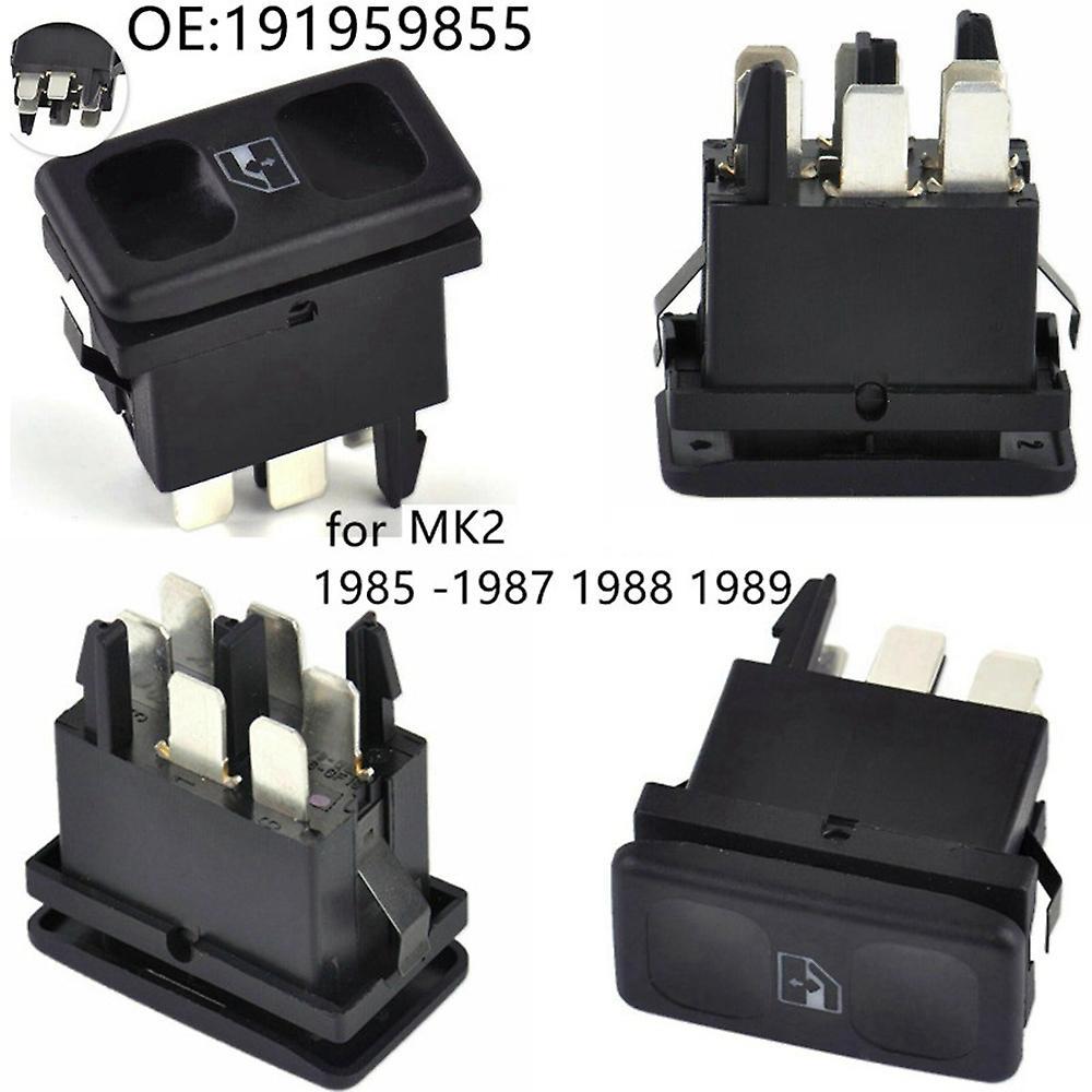 2pcs Car Black Plastic Metal Power Window Control Switch Button