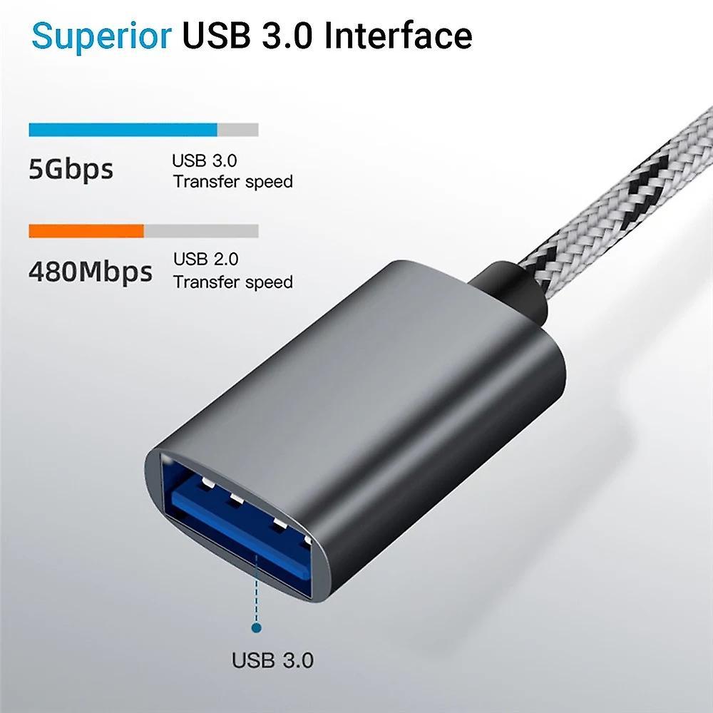 2 In 1 Usb Type-c/micro-usb to Usb 3.0 Adapter Cable for Phone(grey)