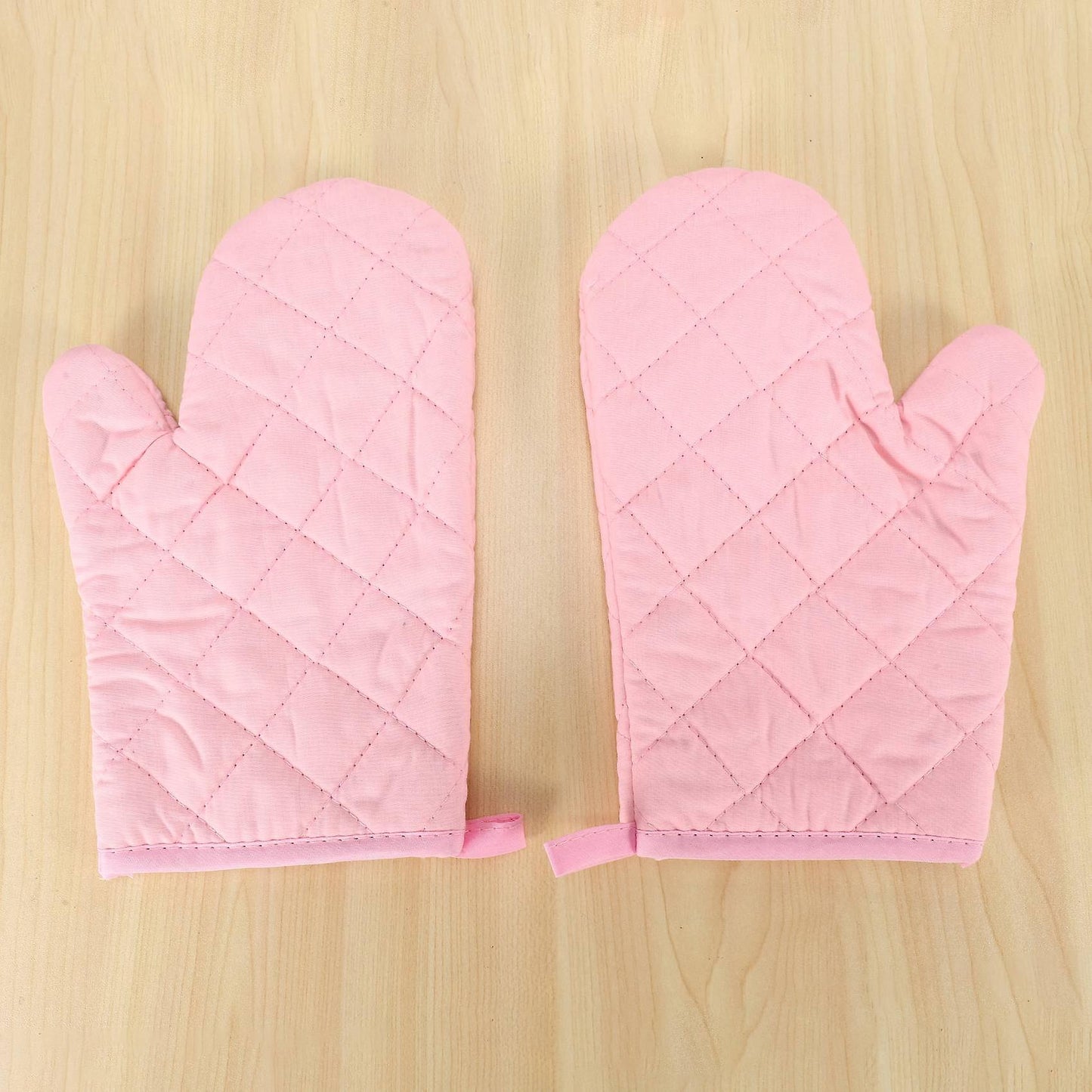 1 Pair Craft Cotton Oven Glove Pot Holder Cooking Mitts Pink