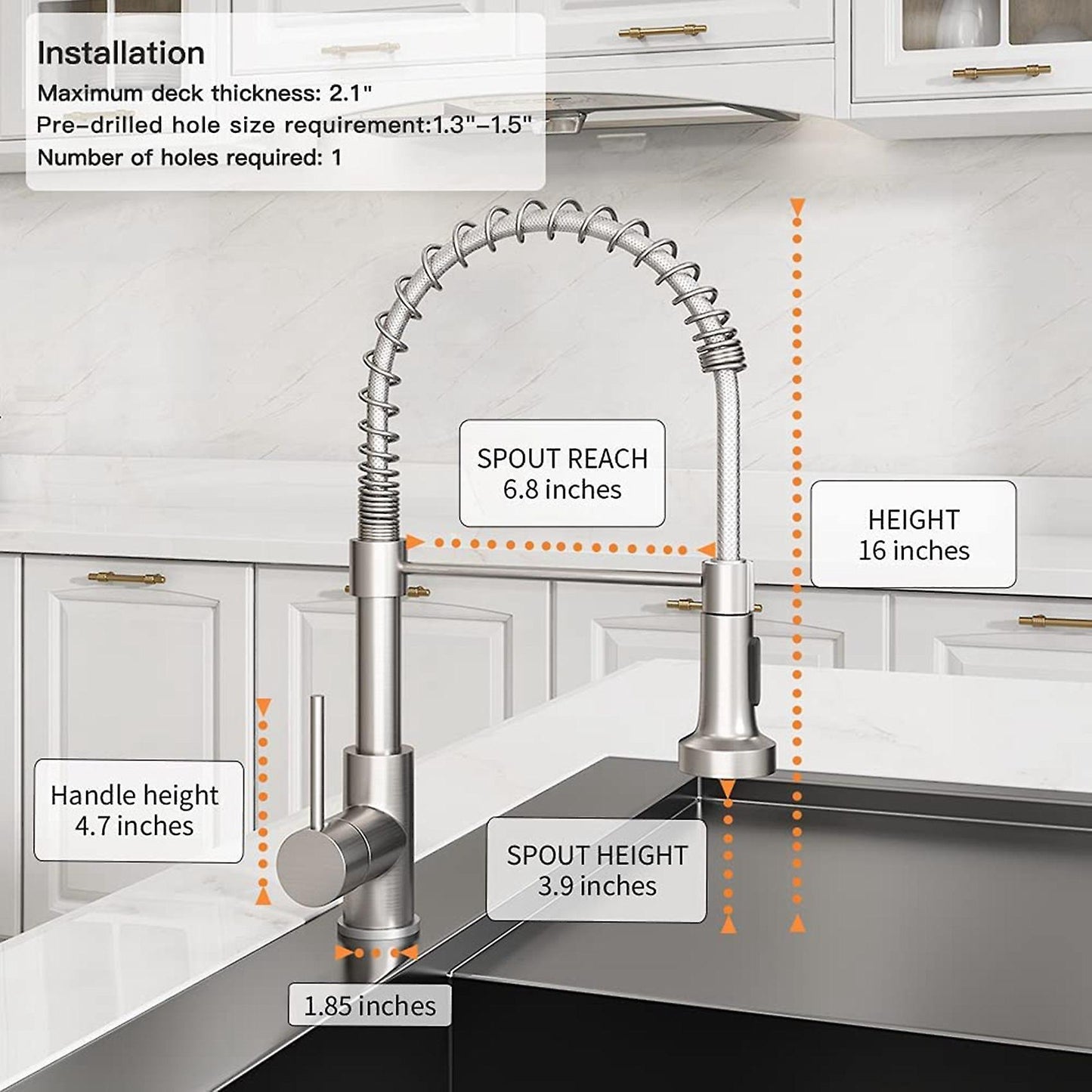 Faucet Low Lead Commercial Solid Brass Single Handle Pull-down