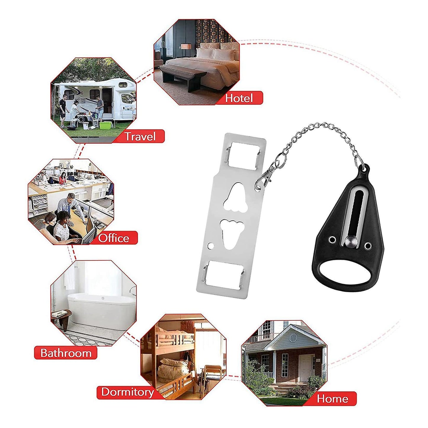 Portable Door Locks for Travel Door Lock Security Devices Black
