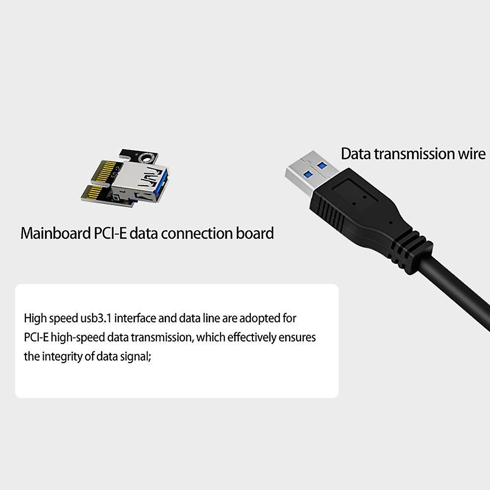 1pcs Pcie Extension Cable X1 to X16 6pin+usb3.0 Interface for Mining