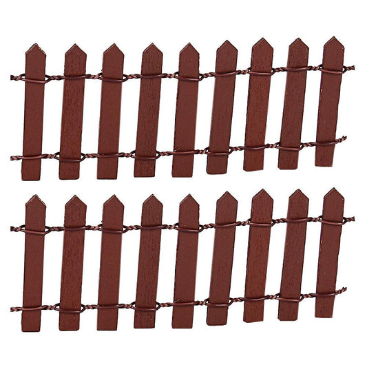 2pcs Wooden Fencing Wood Barrier Diy Mini Landscape Fairy Brown