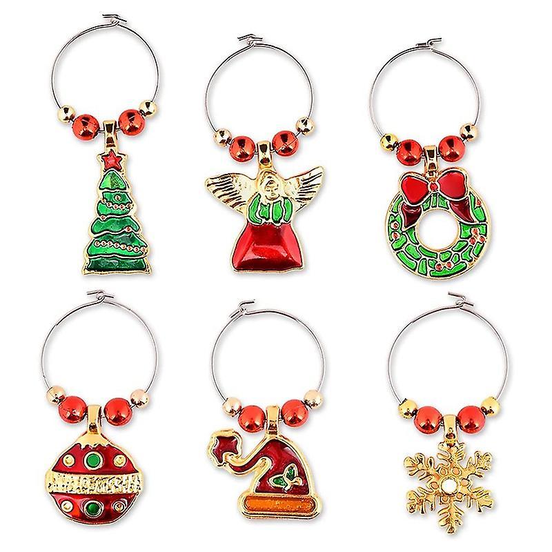 Set Of 6 Cocktail Markers Champagne Glasses Christmas Decorations