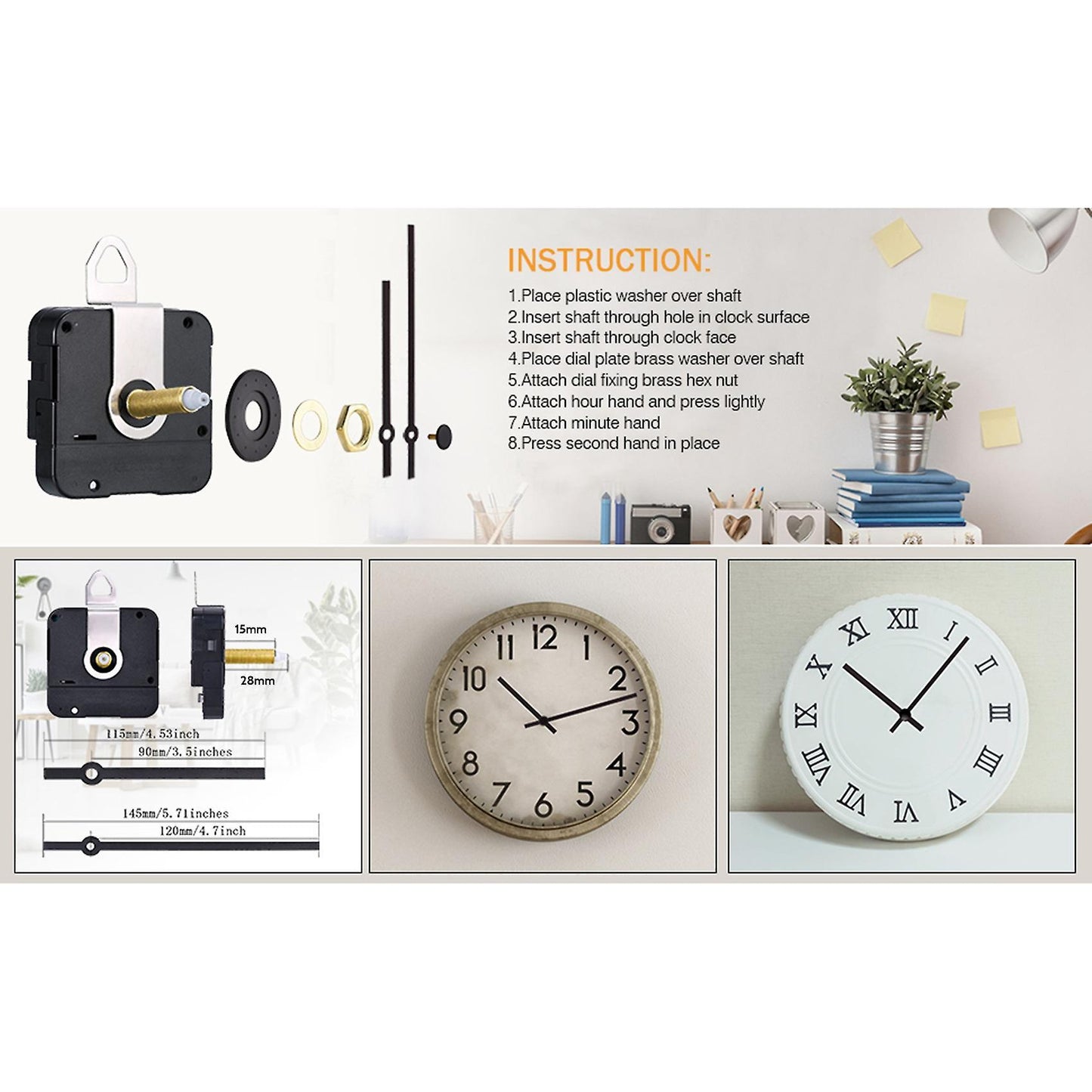 28mm Long Shaft Quartz Clock Movement Mechanism Clock Repair Kit