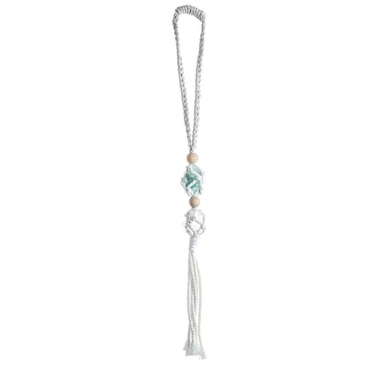 Ethnic Style Tassel Car Pendant Gemstone Wooden Bead Car Pendant,a