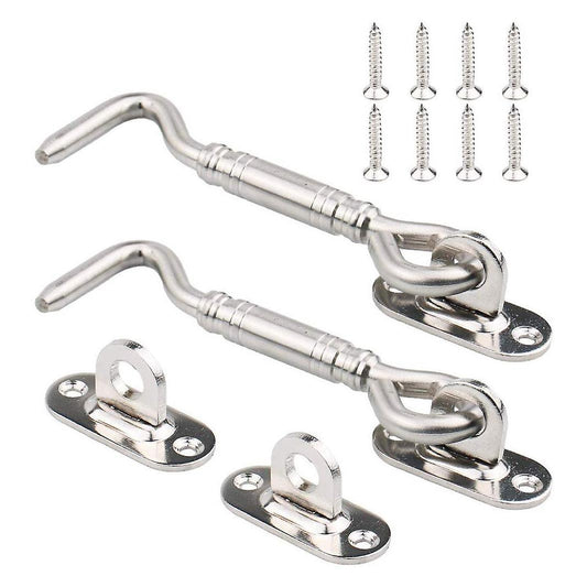 Stainless Steel Cabin Hook Eye Latch with Screws, 100 Mm, Pack Of 2