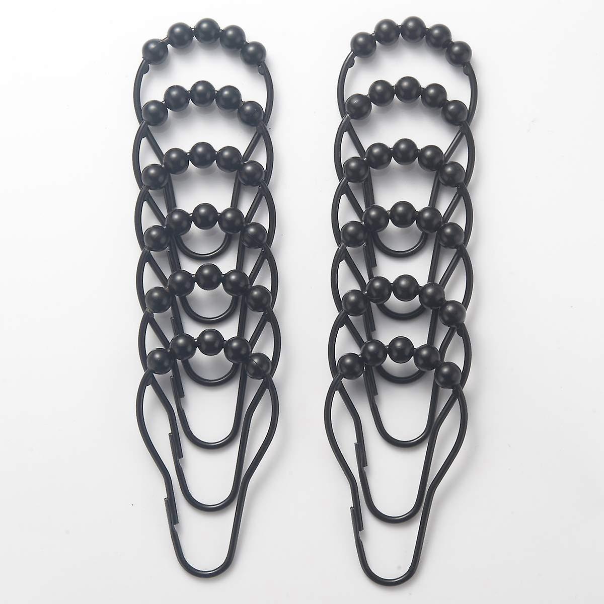 Shower Curtain Hooks Rings Metal Set Of 12 Black
