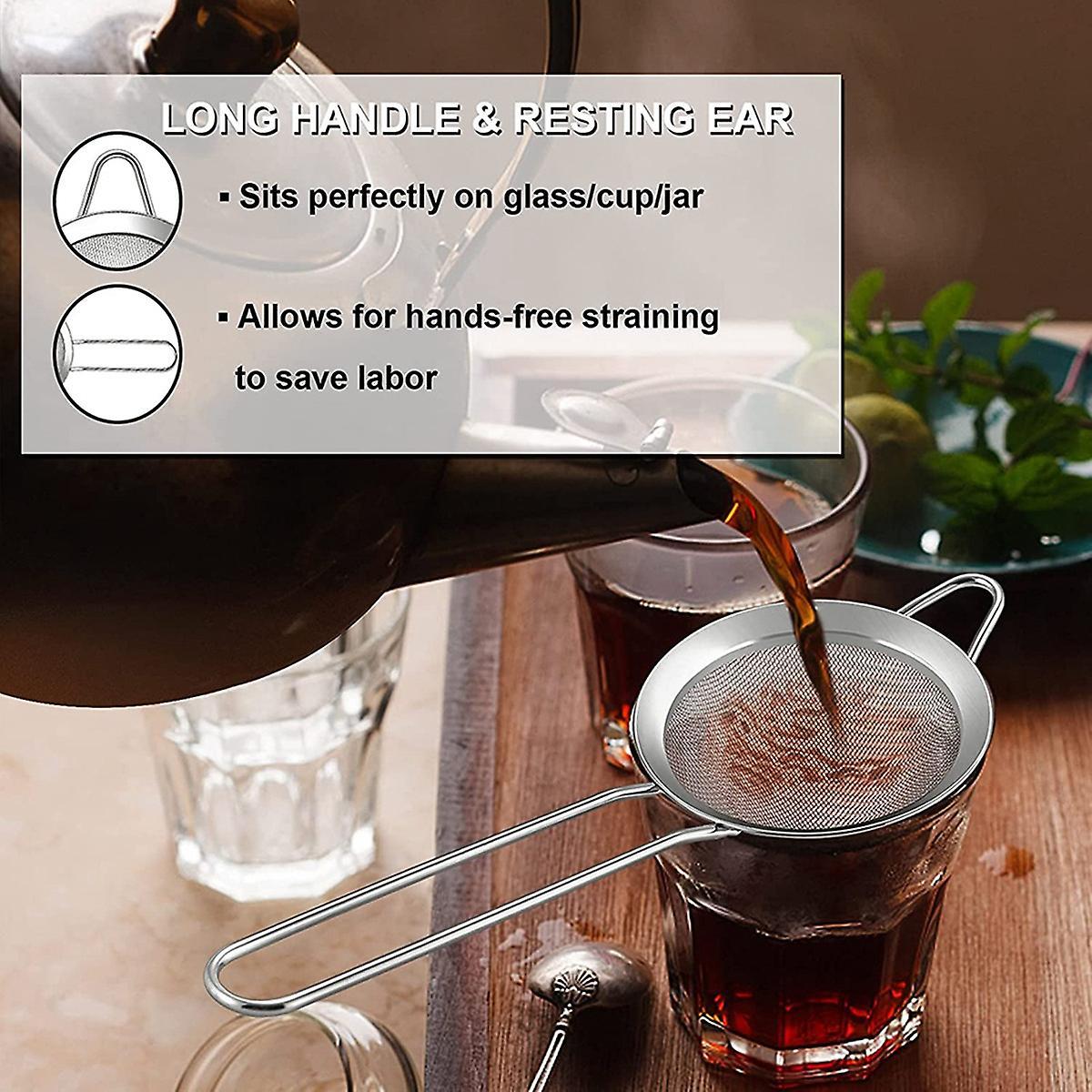 2-piece Stainless Steel Tea Strainer Small Cone-shaped Silver