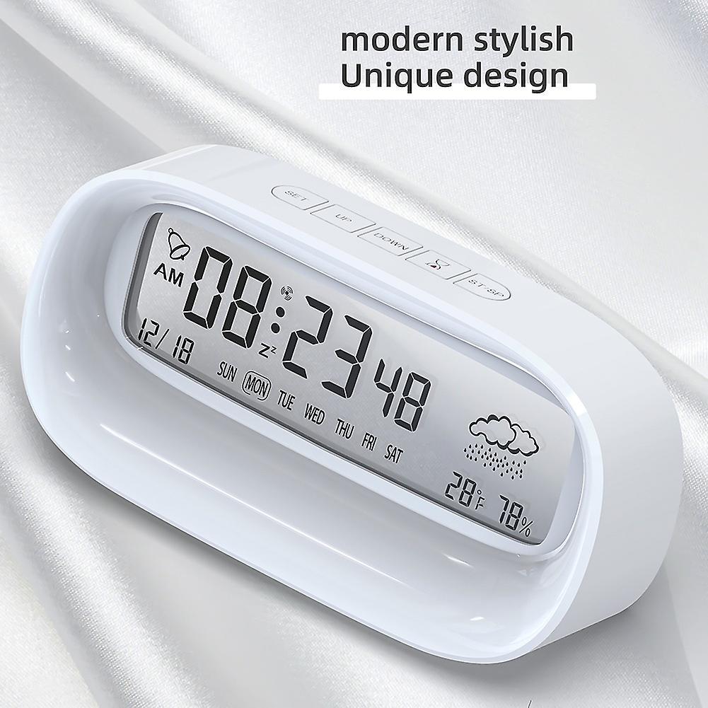 Digital Alarm Clock for Bedrooms,battery Operated Desk Clock,white