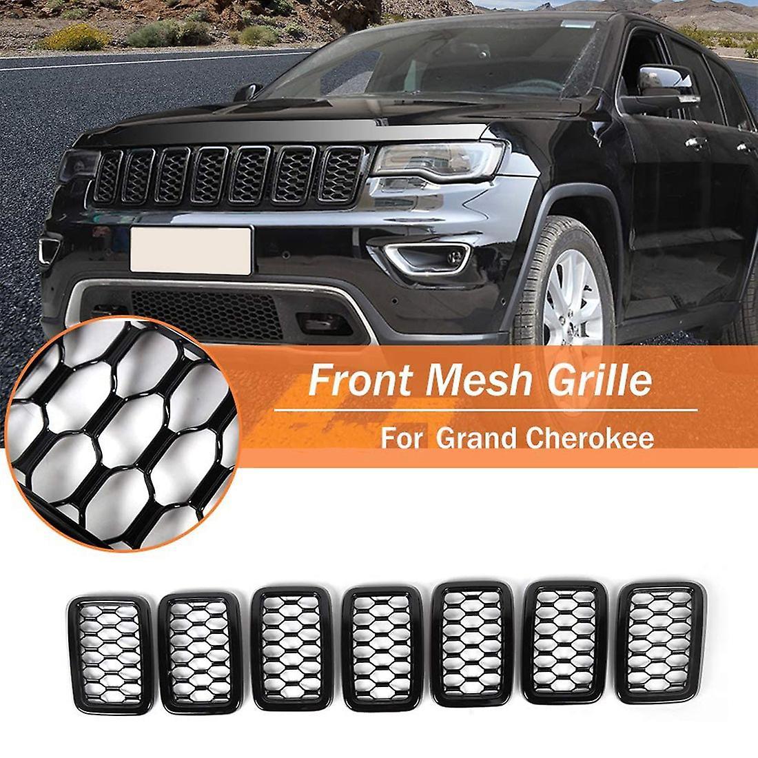 Front Grill Mesh Inserts Rings Covers for Jeep Grand Cherokee(black)