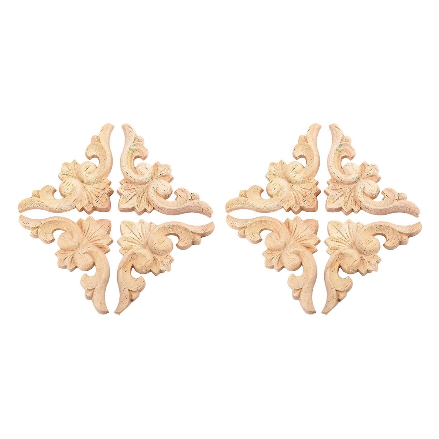 4pcs 6x6cm Wood Carved Corner Onlay Applique Furniture Decor