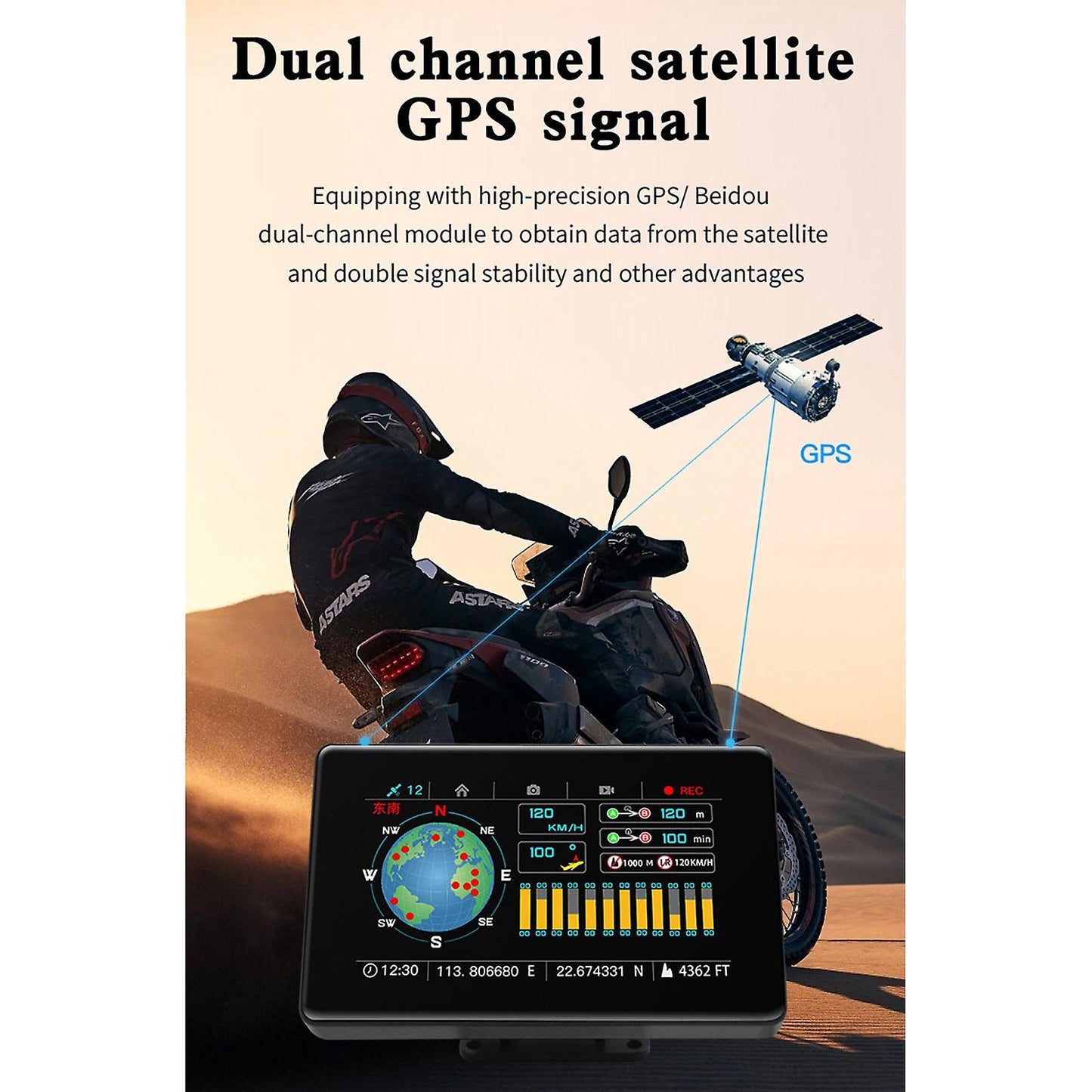 Hud C20-m Head Up Display Auto Car Gps Speedometer for Motorcycle Acc