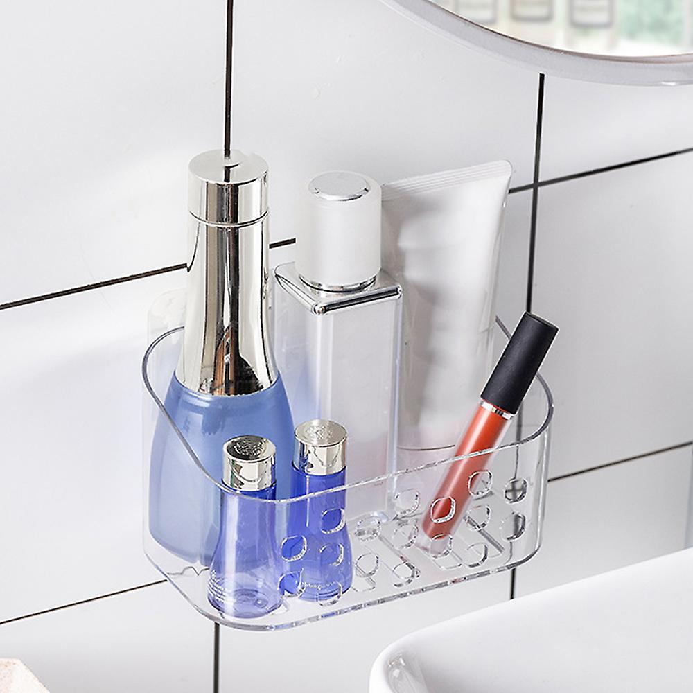 Bathroom Plastic Wall Shelf Toiletries Holder Storage Drain Basket