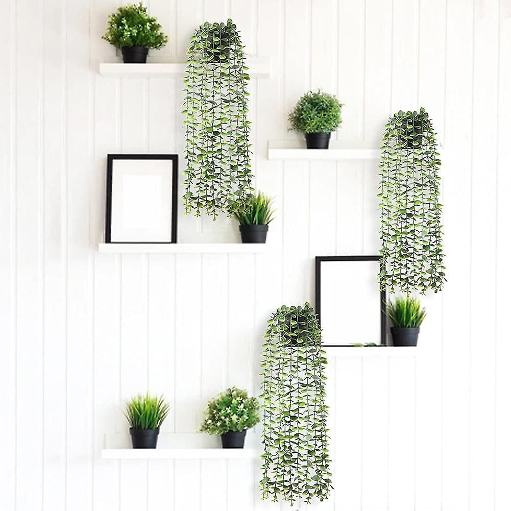 2 Pcs Fake Eucalyptus Potted Plants Fake Plants for Wall House Room