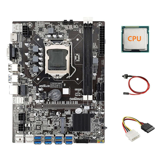 B75 Eth Mining Motherboard 8xpcie Usb Adapter+4pin Ide to Sata Cable