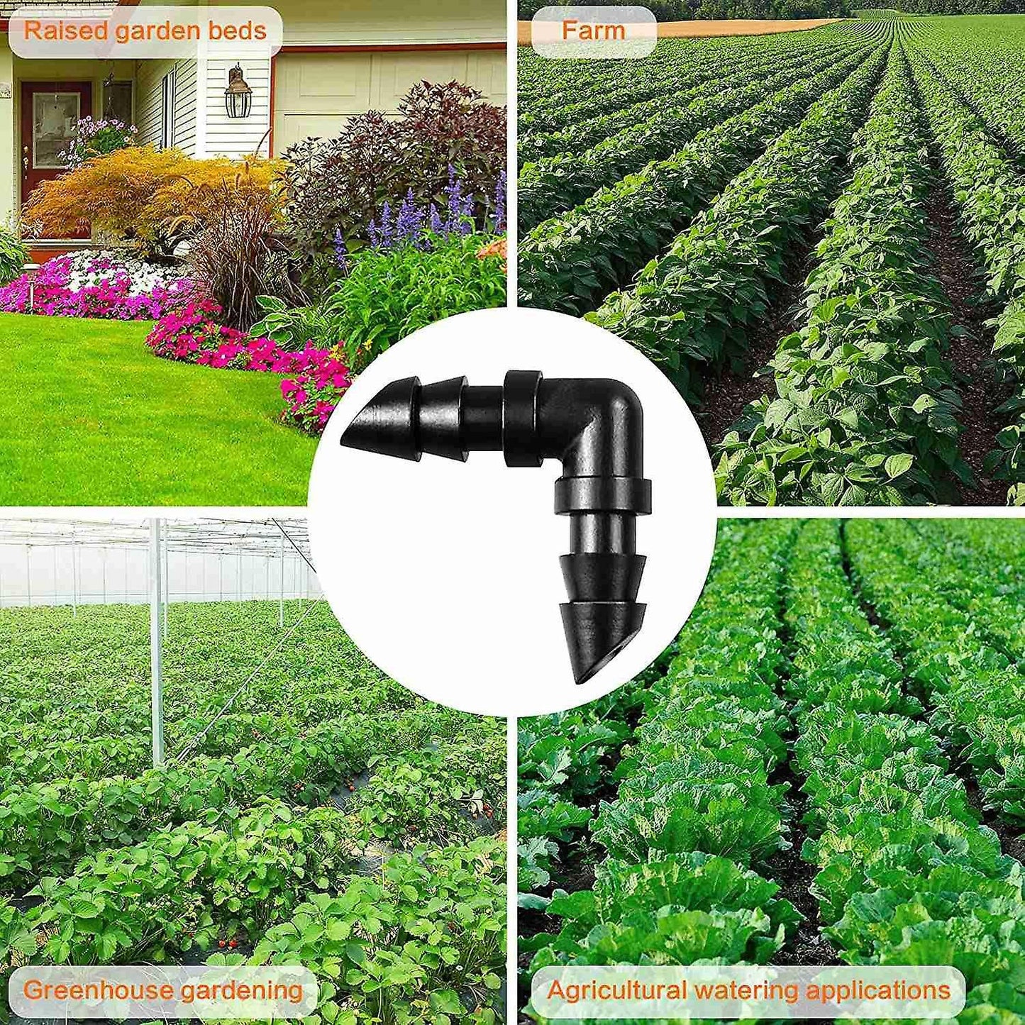 70x Drip Irrigation Barbed Elbow Fittings, Fits 1/4 Inch Drip Tubing