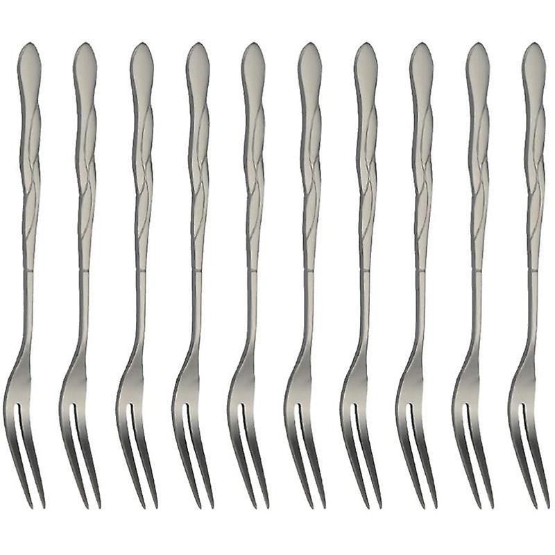 10pcs Stainless Steel Cake Fork 2 Prong Dinner Fork Black