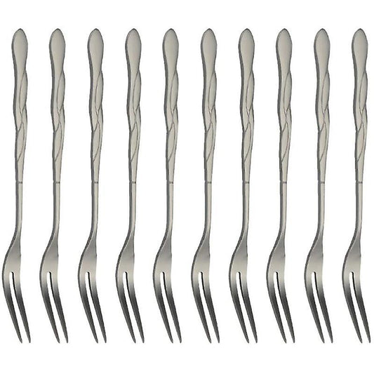 10pcs Stainless Steel Cake Fork 2 Prong Dinner Fork Black