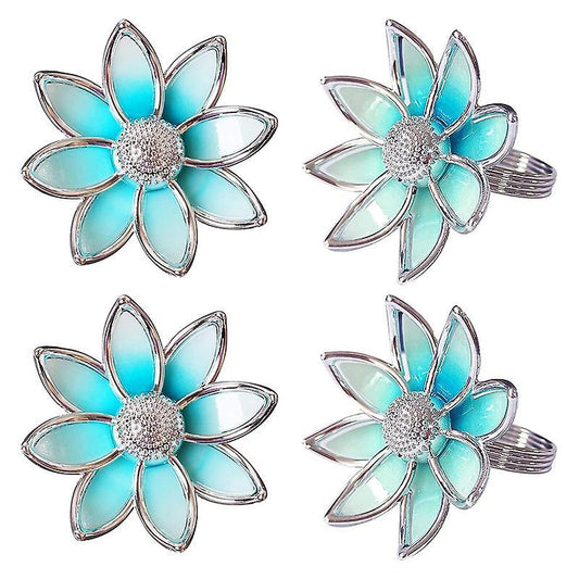 4 Pcs Blue Lotus Holder Napkin Ring,table Plate Napkin Ring,napkin