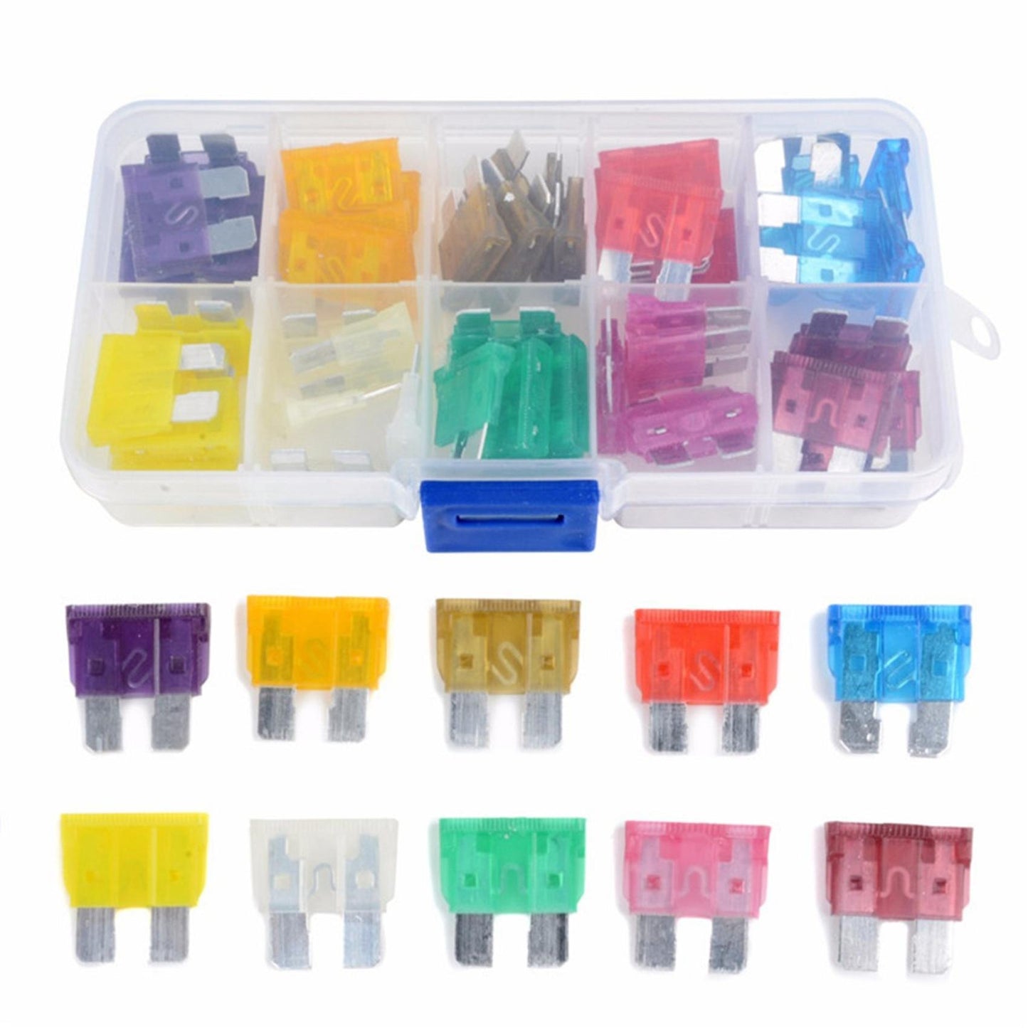 50pcs Blade Fuse 32v Assortment Kit 3a-40a+box for Car