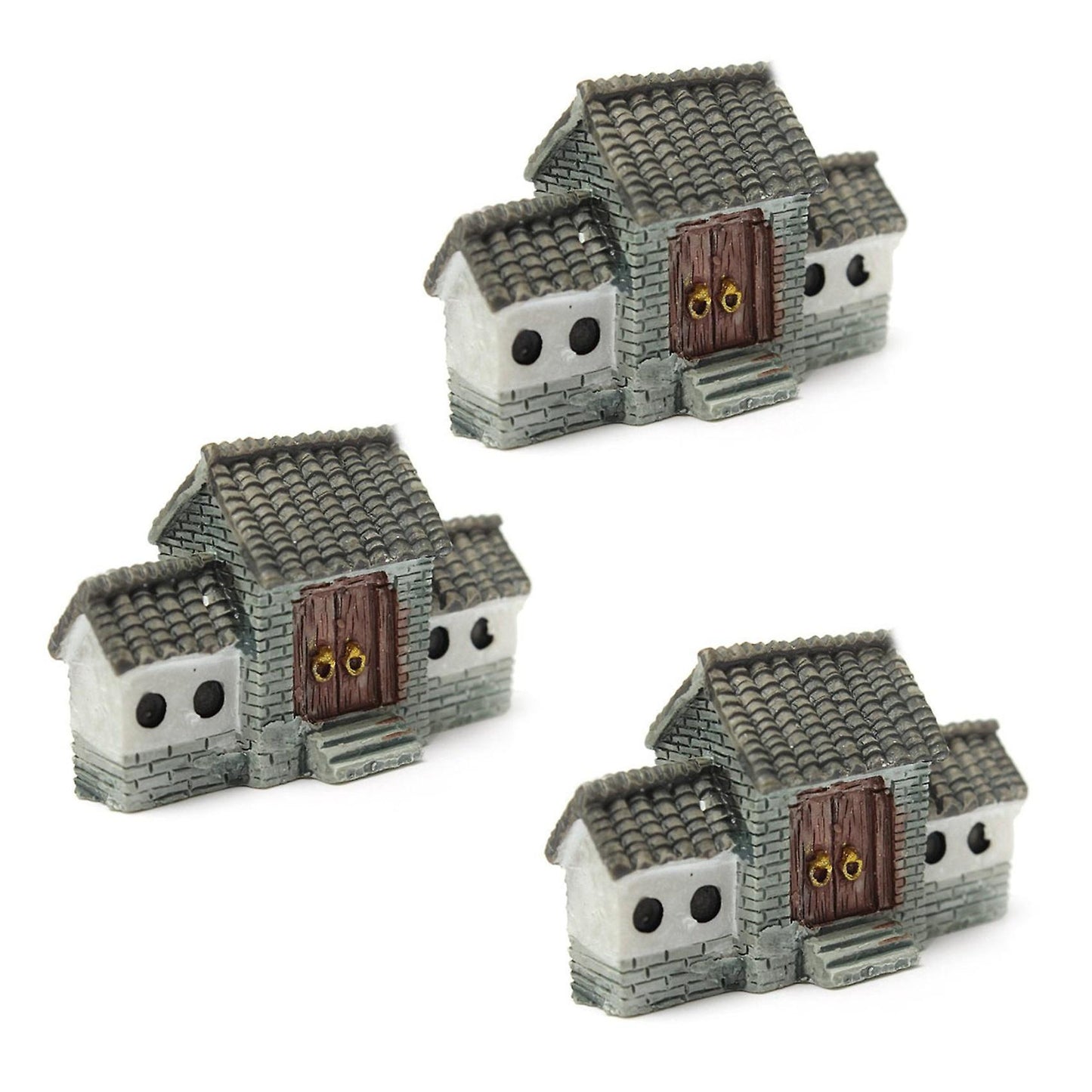 3x Miniature Villa House Dollhouse Potted Flower Plant Craft Gray